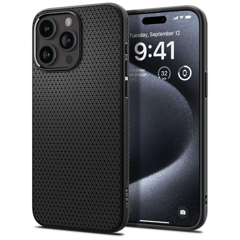 Pouzdro pro iPhone 15 Pro Spigen Liquid Air Case, pouzdro, ochranná zadní strana, matná černá