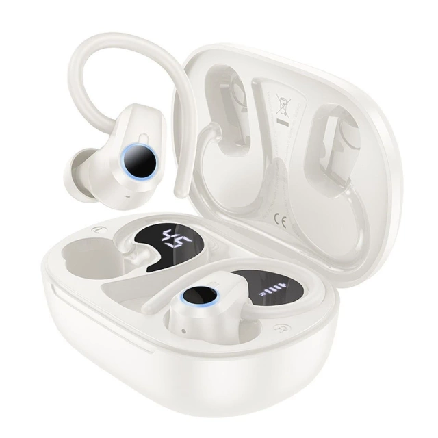 HOCO TWS EQ8 Wireless Bluetooth Earphones – White with Charging Case