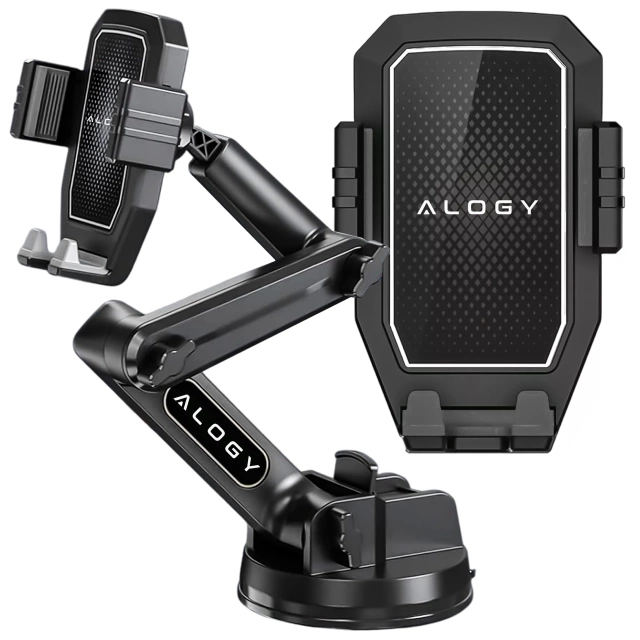 Car Phone Holder 7.2" for Truck Bus Lorry Excavator Car Long 43cm for Windshield Cockpit Alogy Black