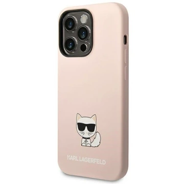 Karl Lagerfeld KLHCP14LSLCTPI Schutzhülle für Apple iPhone 14 Pro 6.1" Hardcase Hellrosa/Hellrosa Choupette Body aus Silikon