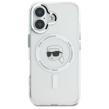 Чохол Karl Lagerfeld для iPhone 16 6.1" White MagSafe Hardcase IML Metal Karl Head