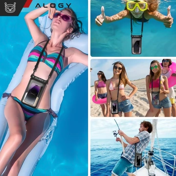 2x wasserdichte IPX8-wasserdichte Hülle für 6,7-Zoll-Telefon Doppelhülle Alogy Waterproof Schwarz