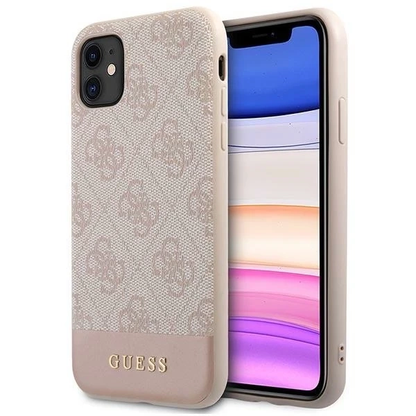 Etui Guess GUHCN61G4GLPI na iPhone 11 6,1" / Xr pevný obal 4G Stripe Collection