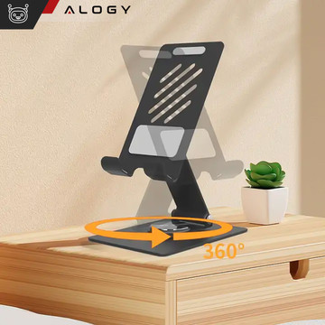 Holder Stand Tablet Stand Phone 12.9 Desktop Swivel Adjustable 360 ​​Desktop Aluminum Alogy Black