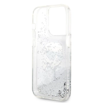 Etui Karl Lagerfeld KLHCP14XLNKHCH na iPhone 14 Pro Max 6,7" pevný obal Glitter Karl Head srebrny/strieborný