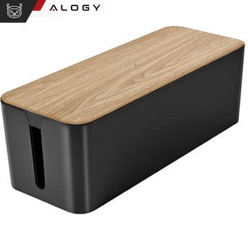 Organizér box na kabely lišty box M stůl podlaha Alogy BOX dřevo Černý