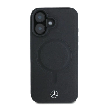 Чохол Mercedes для iPhone 16 6.1" Czarny MagSafe Hardcase Plain Smooth Leather