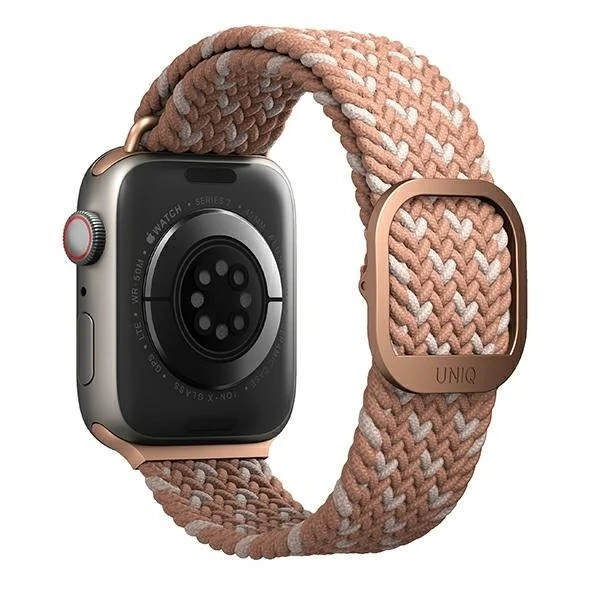 UNIQ Aspen remienok pre Apple Watch 40/38/41 mm Series 4/5/6/7/8/SE/SE2 Splietaný DE ružový/citrusovo ružový