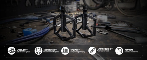 Platformové pedále na MTB bicykle, hliník 9/16" Čierna hliníková sada [2 ks]