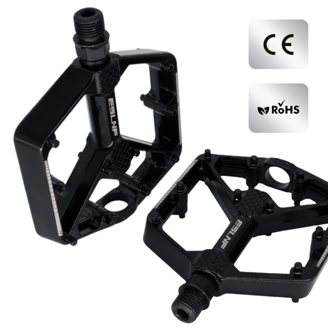 MTB aluminum platform bicycle pedals, set of 2, Aluminum Black