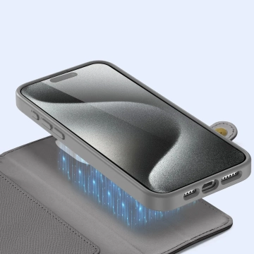 iPhone 15 Pro Dux Ducis Lawa Wallet Mag Leather Case Gray
