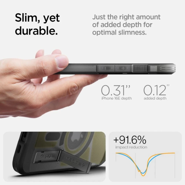 Puzdro Spigen Tough Armor Mag MagSafe Frost pre iPhone 16e, čierne