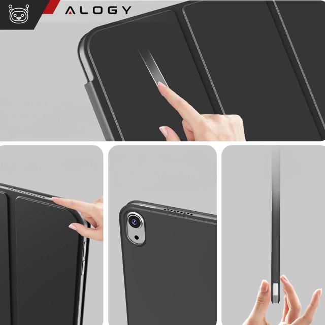 Etui magnetyczne 360 do Apple iPad 10.9” 10 / 2022 / 11” 11 / 2025 Alogy Magnetic 360 Case obudowa ochronna na tablet Czarne + Szkło