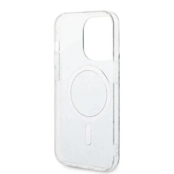 Zestaw Guess GUBPP14XH4EACSB Case Charger iPhone 14 Pro Max 6,7" niebieski/синій жорсткий чохол 4G Print MagSafe