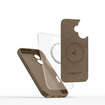 Tekutý silikónový obal Etui Tech-Protect MagSafe pre iPhone 16e, čokoládovo hnedý
