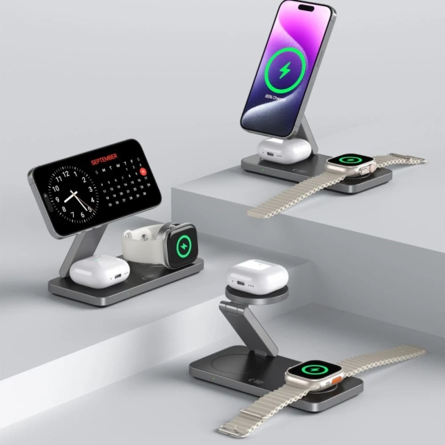 Ładowarka Indukcyjna 3w1 Tech-Protect QI15W-A47 MagSafe Czarna