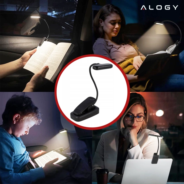 Alogy LED-Ansteck-Schreibtischlampe, kabellos, zum Lesen, Schwarz