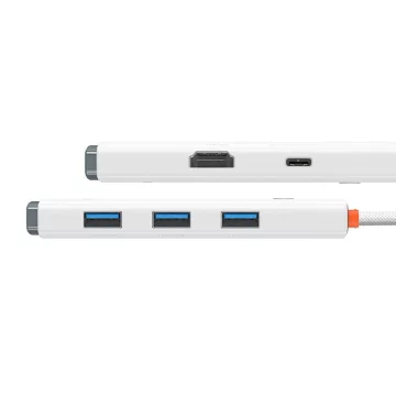 Hub 5w1 Baseus Lite Series USB-C do 3x USB 3.0   USB-C   HDMI (biały)