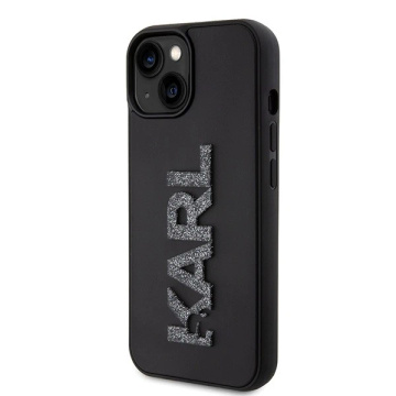 Etui Karl Lagerfeld KLHCP15S3DMBKCK na iPhone 15 6,1" čierny/čierny pevný obal 3D gumené trblietavé logo