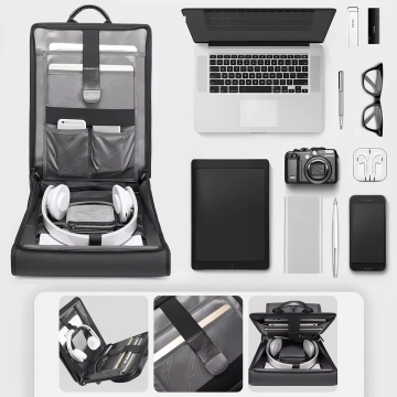 Bange Waterproof Backpack Taška na notebook 14" Urban Travel 39,5x29,5x8 cm pro Work School Airplane Pánské Dámské Slim Černá
