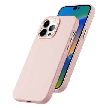 Dux Ducis Grit Leather Case for iPhone 14 Pro Sleek PU Leather Cover (MagSafe Compatible) Pink