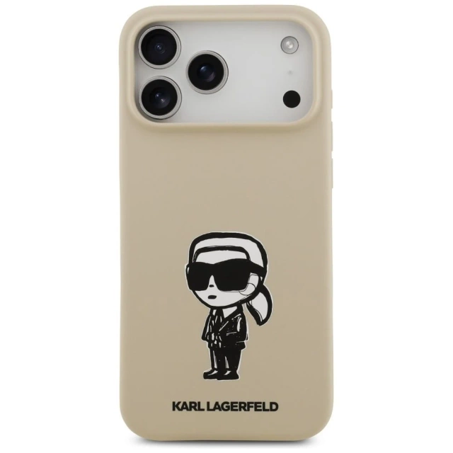 Etui Ochronne do iPhone 17 Pro Max Karl Lagerfeld Silicone KL Sketch MagSafe Brązowy
