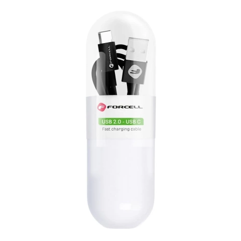 Кабель USB-A - USB-C Forcell 3.0 QC 3A 1 м TPE Fast Tube, чорний