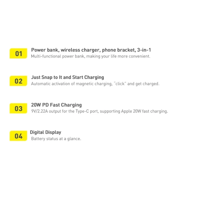 Baseus Magnetic Bracket 10000mAh 20W powerbank with MagSafe - blue USB-C cable 60W 0.5m