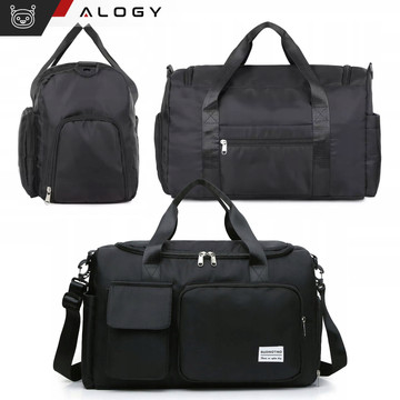 Men's women's sports shoulder bag for the gym for the plane hand luggage 44x26 training black Alogy Black