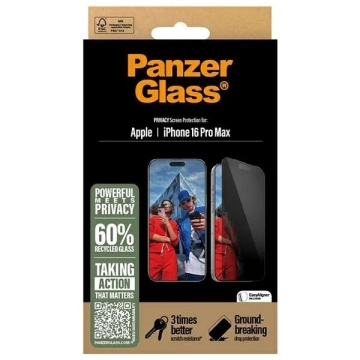 Gehärtetes Glas für iPhone 16 Pro Max PanzerGlass Privacy Displayschutz Ultra-Wide Fit