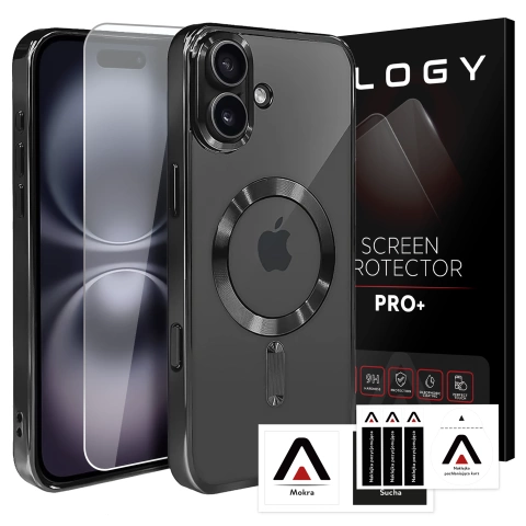 Pouzdro MagSafe pro Apple iPhone 16 Plus Alogy Glamour Luxury Ring Pouzdro černé a průhledné