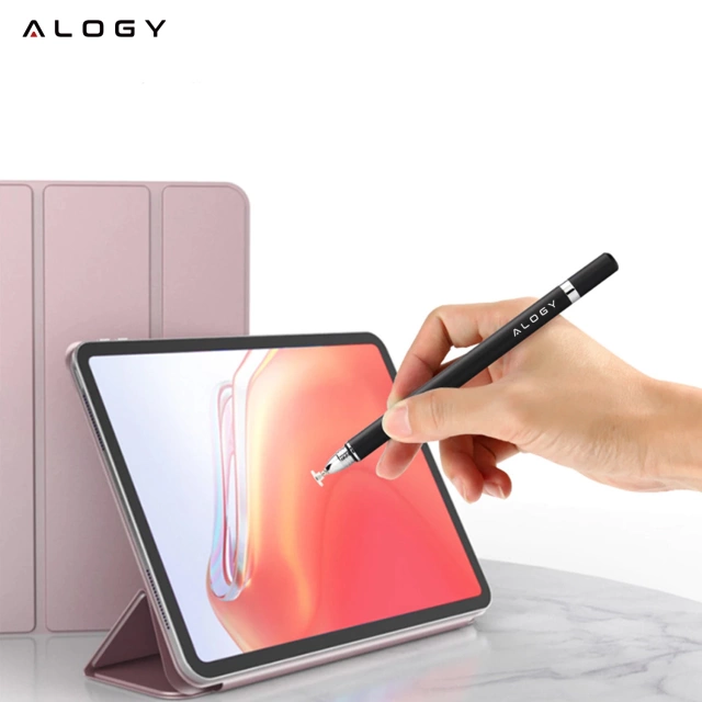 Rysik 2w1 Alogy dotykowy pojemnościowy do ekranu telefonu tabletu z długopisem Czarny