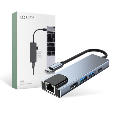 Hub adaptér USB V3-HUB 5w1 USB-C sivý