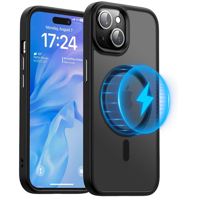 Чохол для iPhone 15 Plus MagSafe Matt Case Cover Matte Alogy Ring Armored Phone Case Чорне скло