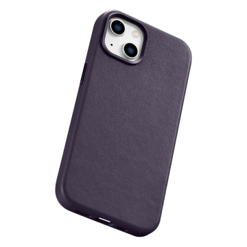 iCarer Case Leather Genuine Leather Phone Case для iPhone 14 Plus Темно-фіолетовий (сумісний з MagSafe)