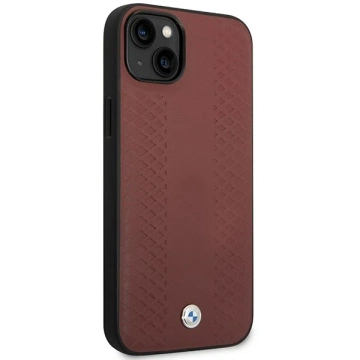 Etui na telefon BMW BMHCP14S22RFGR do Apple iPhone 14 6,1" vínová/vínová kůže s diamantovým vzorem