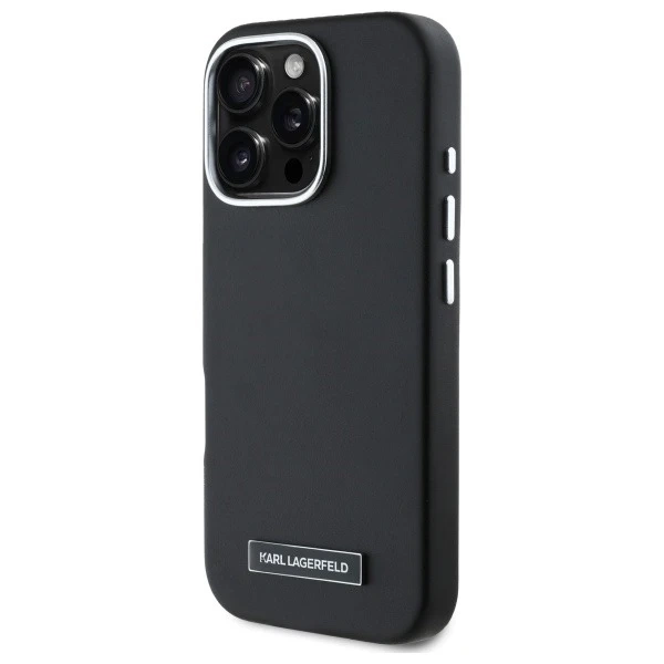 Чохол Karl Lagerfeld для iPhone 16 Pro 6.3" Black MagSafe Hardcase FW Metal Plate