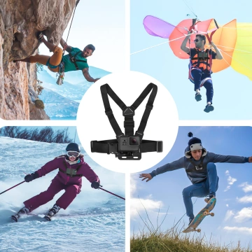 Športový postroj Alogy Hrudný držiak na kameru, GoPro kamery, univerzálny telefón Black