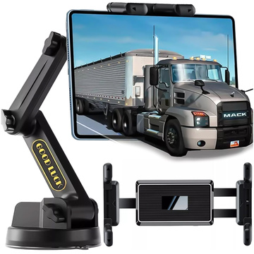 Car holder for tablet, phone 10.1" for truck bus lorry excavator car Long 43cm for windshield cockpit Alogy Black