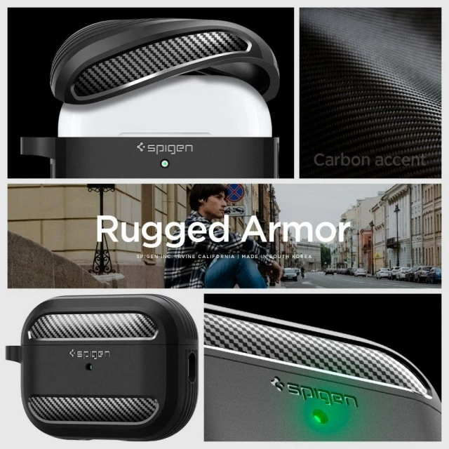 Etui ochronne Spigen Rugged Armor für Apple AirPods Pro 1 / 2 Mattschwarz