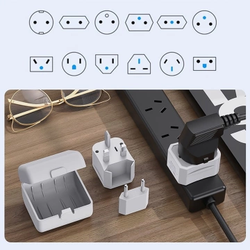 Travel Adapter Universal 750W Socket Plug Kit Adapter Plug Kit CN US EU UK White
