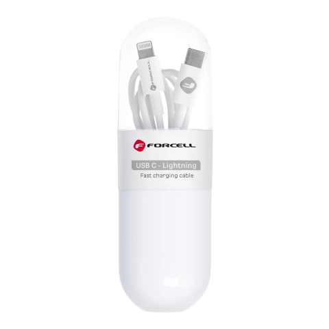 Prepojovací kábel USB-C na Lightning 1m Forcell PD 27W iPhone iPad biely Tube