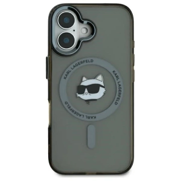 Etui Karl Lagerfeld für iPhone 16 6,1" Czarny Hardcase IML Metal Choupette Head MagSafe