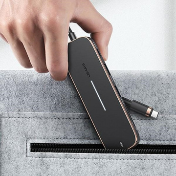 USAMS Adaptér HUB 3xUSB USB-C HDMI čierny/čierny SJ578HUB01 (US-SJ578)