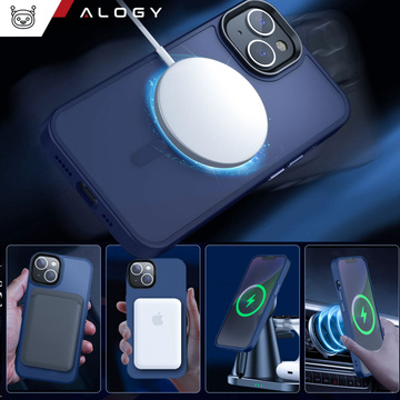 Hülle für iPhone 14 Plus MagSafe Matt Case Cover Matte Alogy Ring Armored Phone Case Marineblau