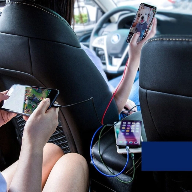 Кабель Baseus USB 4in1 Lightning / 2x USB Type C / кабель micro USB в нейлоновій оплітці 3,5 A 1,2 м чорний (CA1T4-B01)