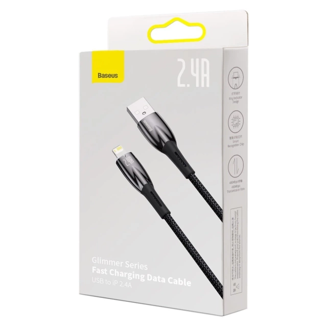 Kábel Baseus Glimmer Series USB-A - Lightning 480 Mb/s 2.4A 2m čierny