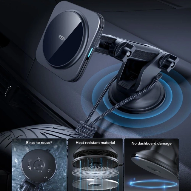 Uchwyt Samochodowy ESR HaloLock Qi2 15W MagSafe Czarny