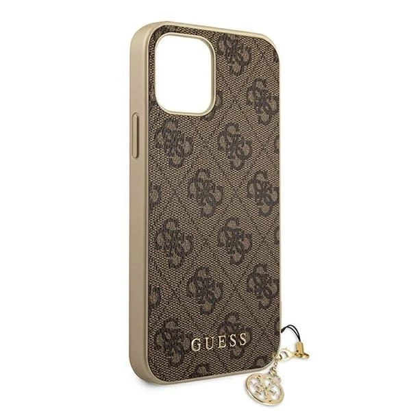 Etui Guess GUHCP12LGF4GBR pre iPhone 12 Pro Max 6,7" pevné puzdro 4G Charms Collection brązowy/hnedé