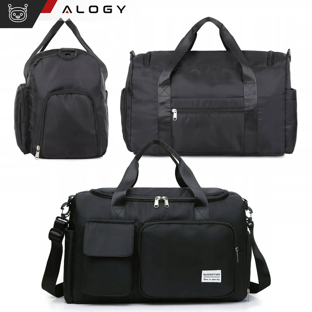 Pánská dámská sportovní taška přes rameno do posilovny do letadla příruční zavazadlo 44x26 tréninková černá Alogy Black